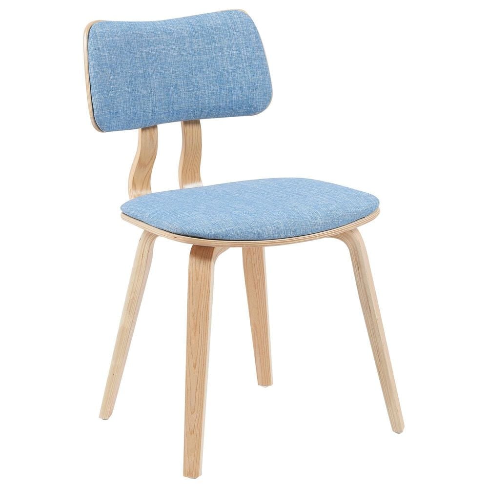 Armen Living Jaguar Side Chair with Light Blue Upholstery in Oak, , large