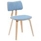 Armen Living Jaguar Side Chair with Light Blue Upholstery in Oak, , large