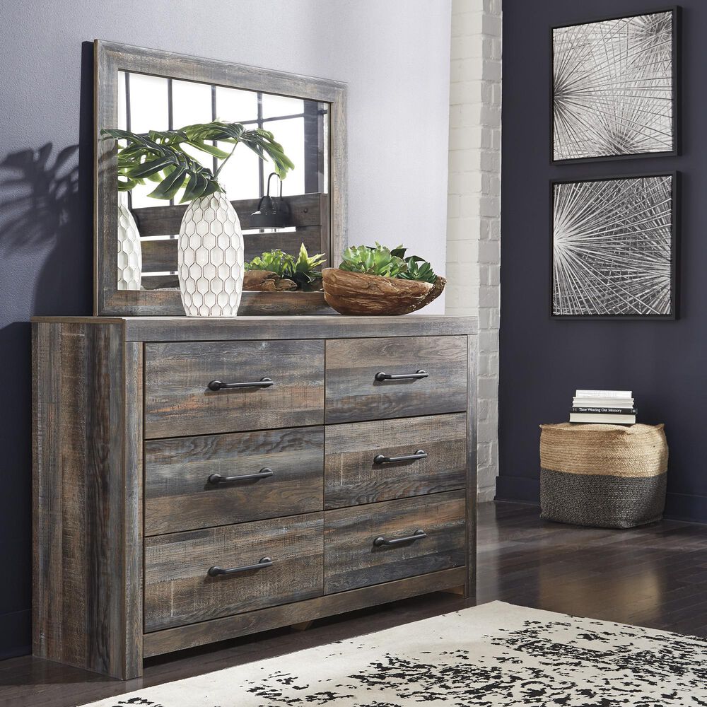 Ashley Drystan 4-Piece King Panel Bedroom Set in Brown Rustic, Burnt Orange and Teal, , large