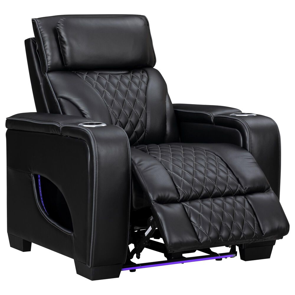 Titanic Furniture All Star Power Recliner with Power Headrest in Black, , large