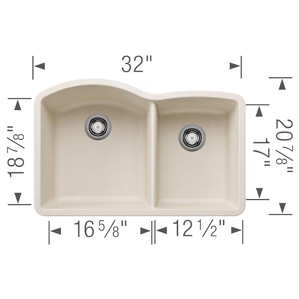 Blanco Diamond 32&quot; 1-3/4 Double Bowl Kitchen Sink in Soft White, , large