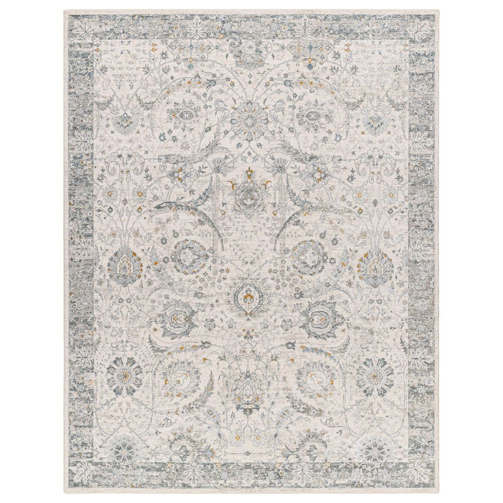 Surya Dresden White, Medium Gray, Gray, Light Slate, Denim and Mustard 2"7" x 3"11" Area Rug, , large