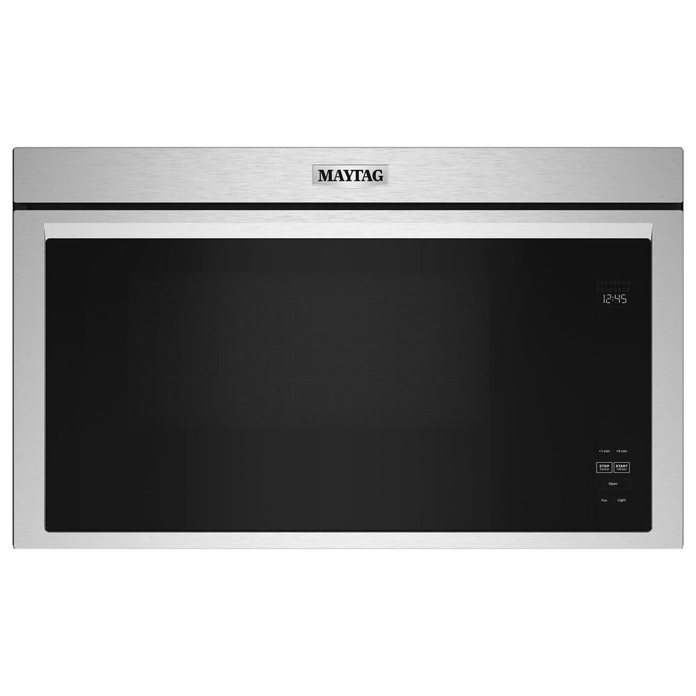 Maytag 2pc Kitchen Package with 1.1 Cu. Ft. Over the Range Flush Built-In Microwave and 5.3 cu. ft. 30 Inch Wide Electric Range with Grill Mode in Stainless Steel, , large