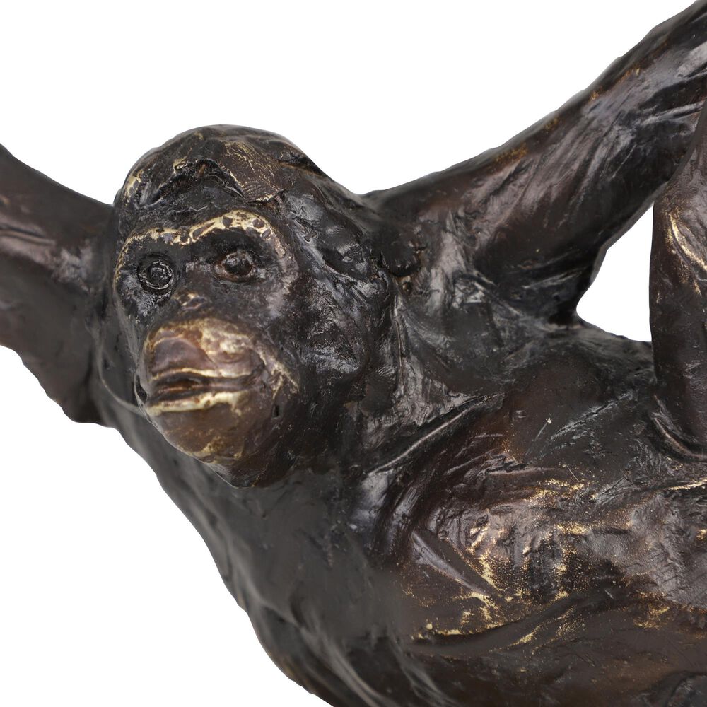 Maple and Jade 15&quot; Resin Ape Sculpture in Blackish-Brown, Gold and Dark Gray, , large