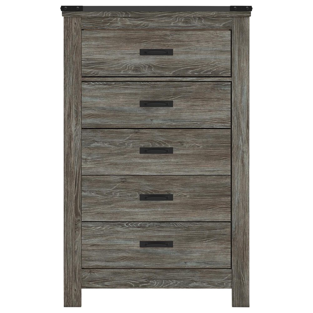 Ashley Frandern 6-Piece Full Bookcase Storage Bedroom Set in Rustic Warm Gray, , large