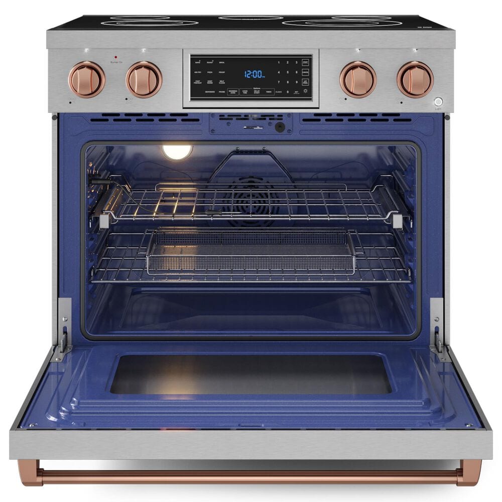 Thor Kitchen Gordon Ramsay 6 Cu. Ft. 36&quot; Professional Electric Range with Rose Gold Handle Kit in Stainless Steel, , large