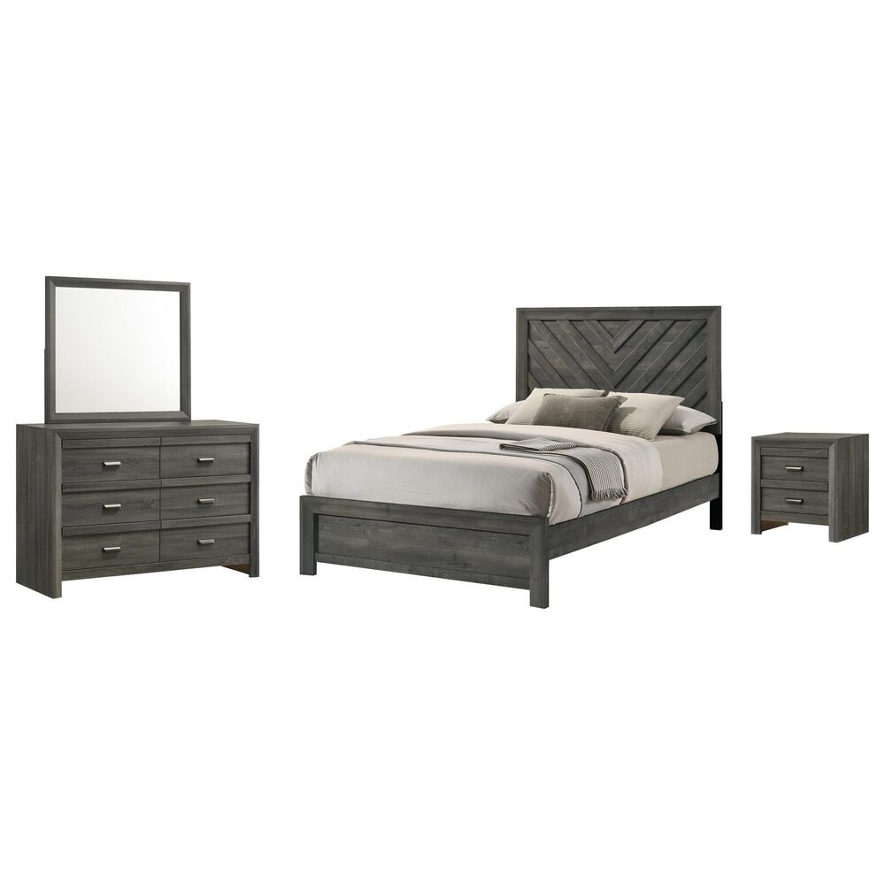 Crown Mark Valor 4-Piece Full Bedroom Set in Gray, , large