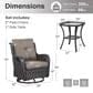 Sunwell Garden 3-Piece Patio Chat Set with Brown Rattan in Gray, , large