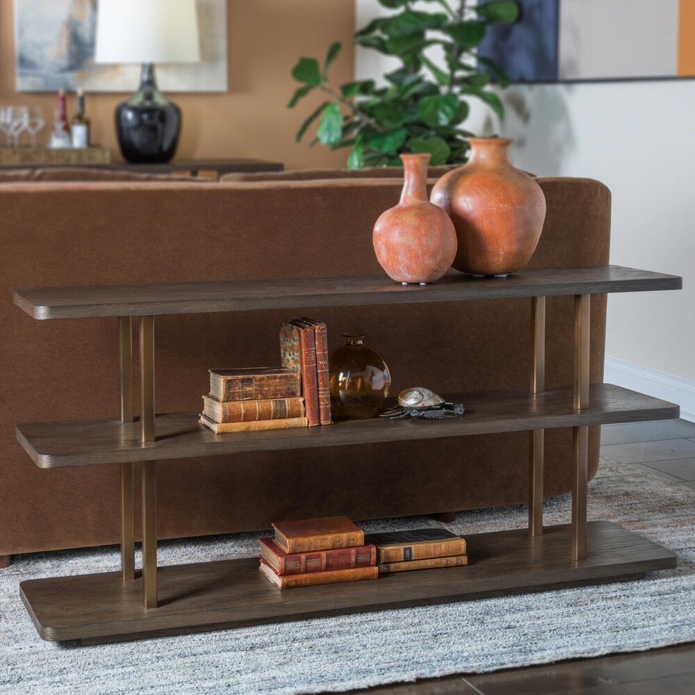 Artistica Home Andare Sofa Table in Dry Brown and Antiqued Brass, , large