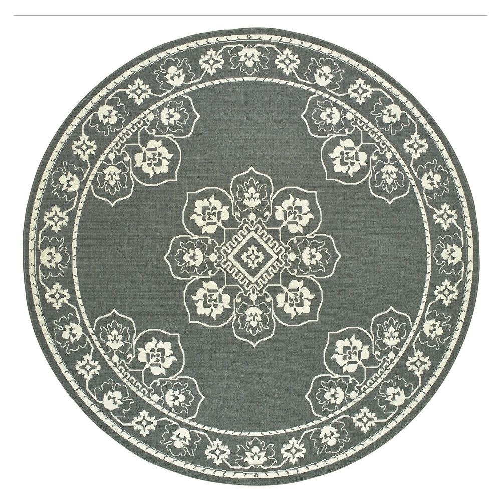 Oriental Weavers Marina 7&#39;10&quot; Round Grey and Ivory Area Rug, , large