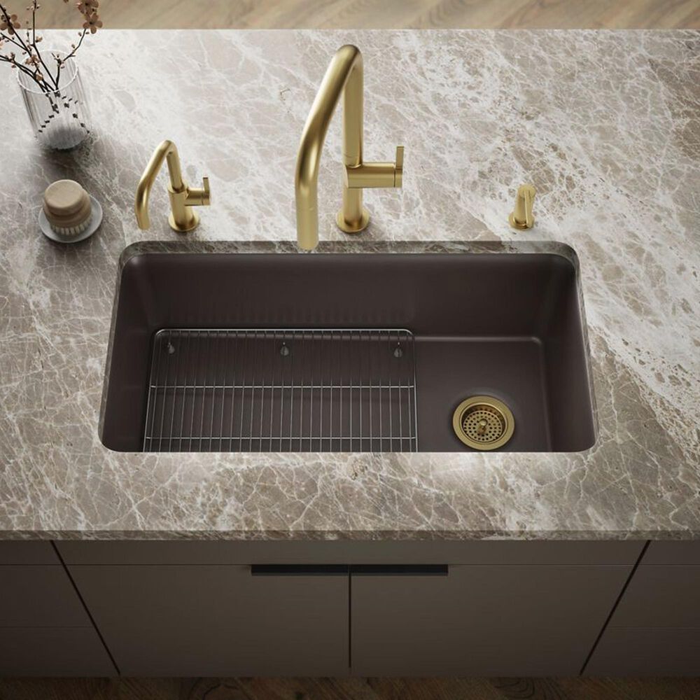 Kohler Cairn 33.5" Undermount Single-Bowl Kitchen Sinks in Matte Brown, , large