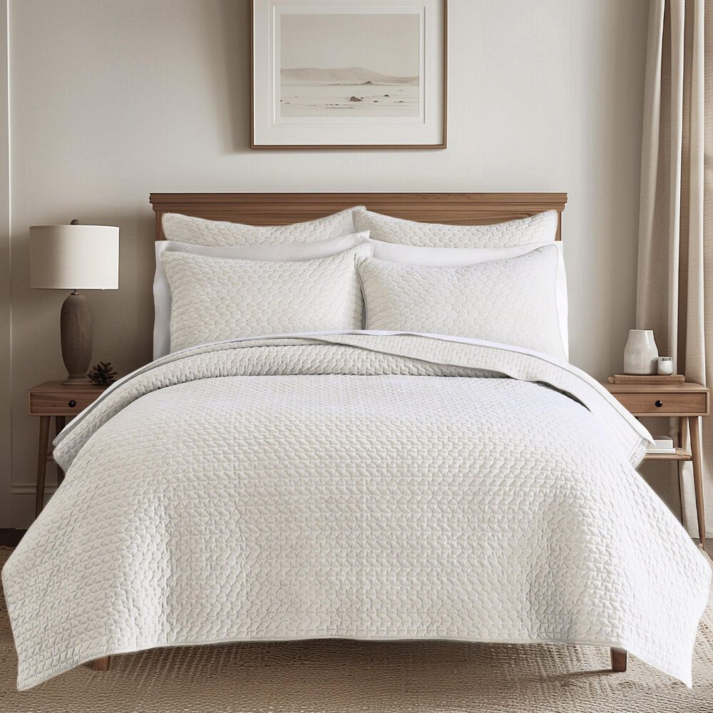 Levtex Velvet Stitch 3-Piece Full/Queen Quilt Set in Off-White, , large