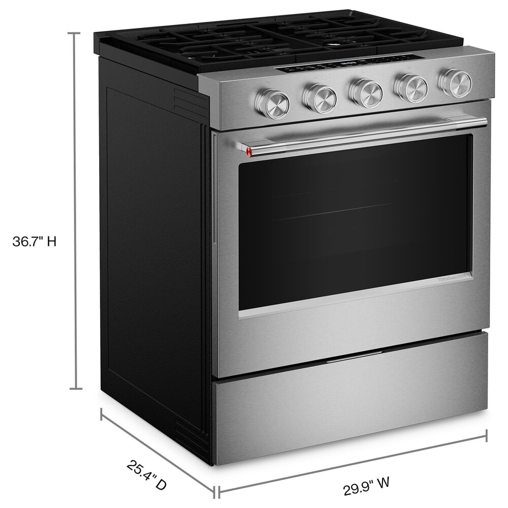 KitchenAid 30" Smart Slide-in Gas Range in PrintShield Stainless Steel, , large