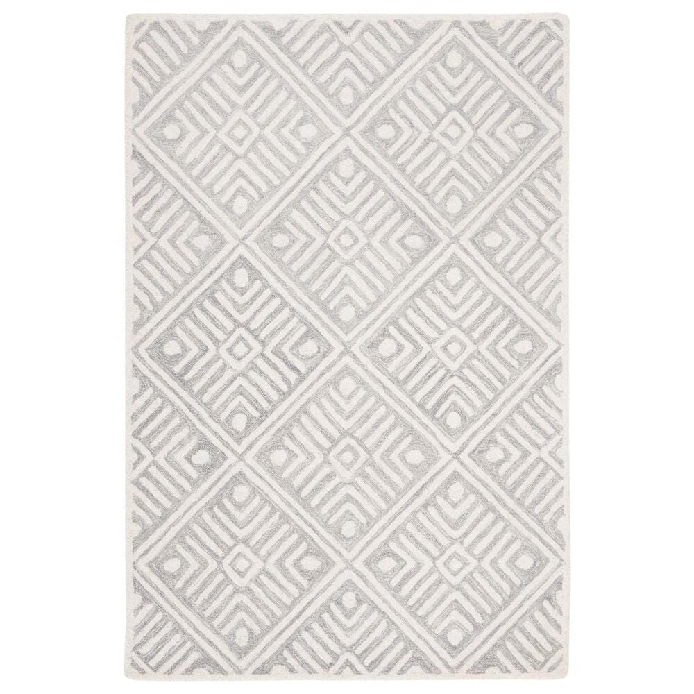Safavieh Micro-Loop MLP262F 4" x 6" Gray and Ivory Area Rug, , large