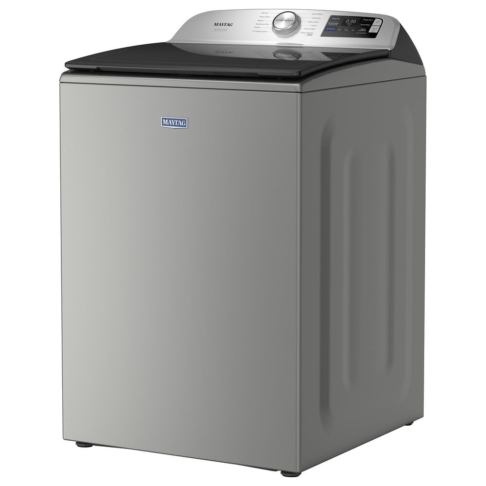 Maytag 5.2 Cu. Ft. Smart Pet Pro Top Load Agitator Washer and 7.4 Cu. Ft. Smart Gas Top Load Dryer Laundry Pair in Classic Silver, , large