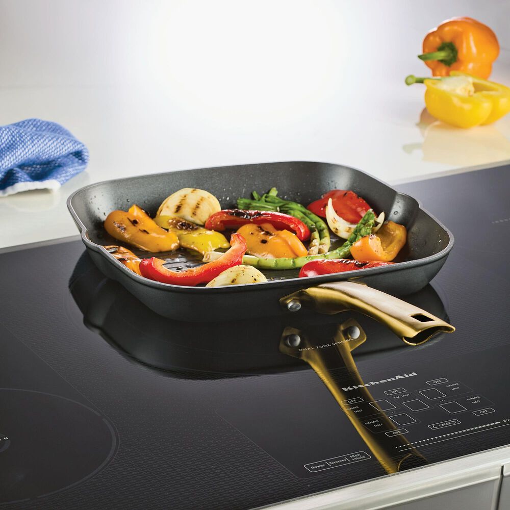 Faber Forged Induction 11&quot; Ceramic Nonstick Square Grill Pan in Black and Gold, , large