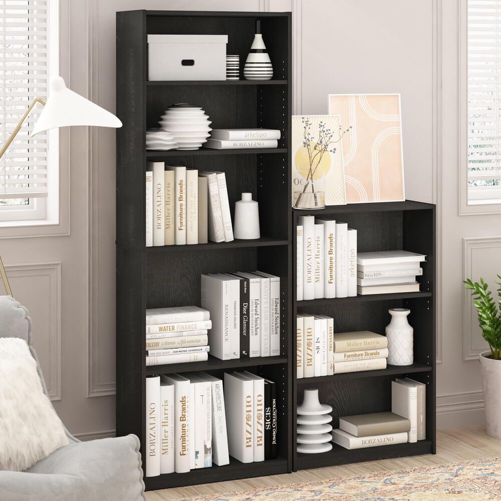 HOMLUX 5-Tier Display Bookshelf with Adjustable Shelves in Blackwood, , large
