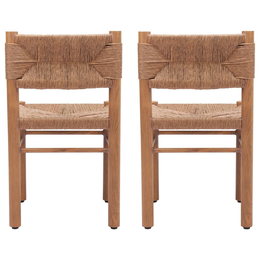 Zuo Modern Iska Outdoor Dining Chair in Natural (Set of 2), , large