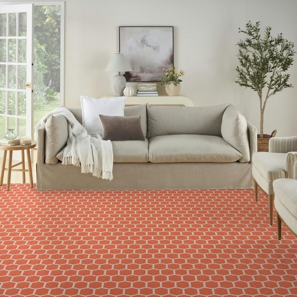 Nourison Twist Reversible 8&#39; x 10&#39; Coral Indoor/Outdoor Area Rug, , large