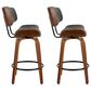 LumiSource Lombardi 26" Swivel Counter Stool with Grey Faux Leather Upholstery in Walnut and Black (Set of 2), , large