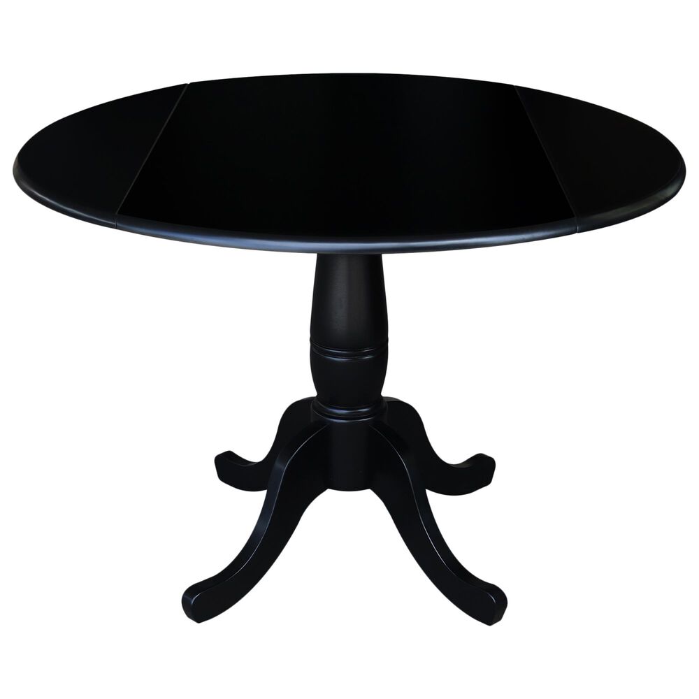 International Concepts 42" Modern Farmhouse Drop Leaf Dining Table in Black - Table Only , , large