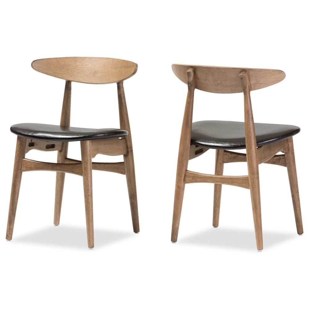 Baxton Studio Edna Side Chair in Light Brown (Set of 2), , large