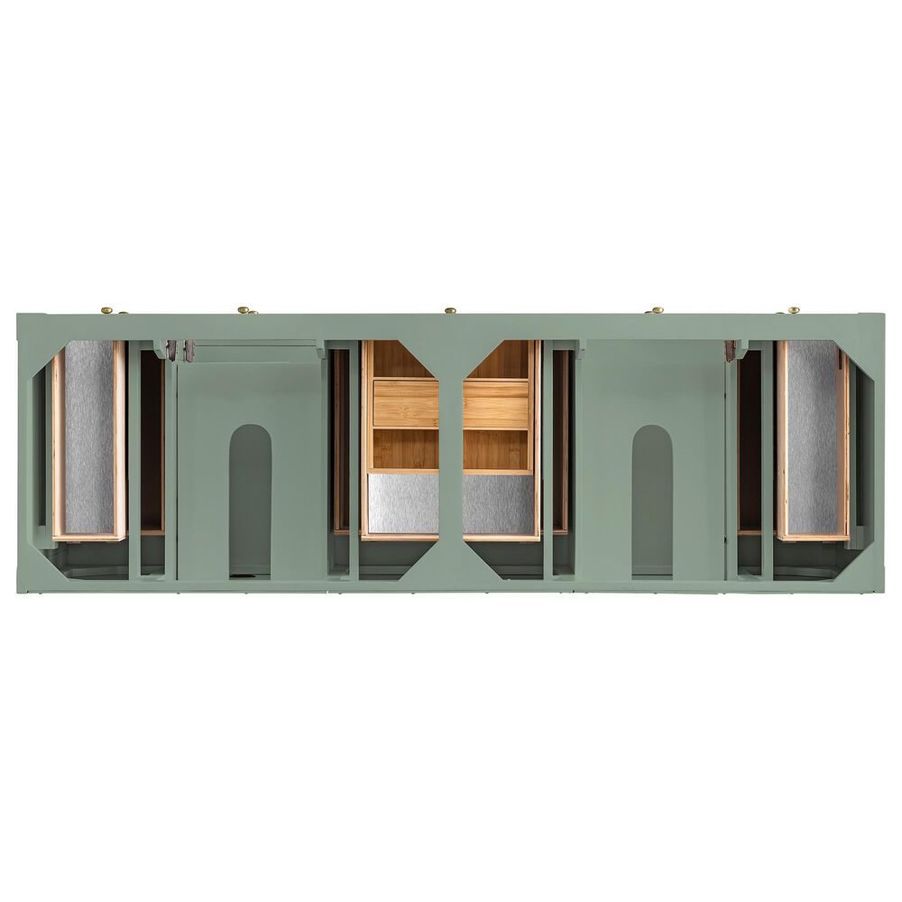 James Martin Vanities Breckenridge 72&quot; Double Bathroom Vanity in Smokey Celadon with Single Hole 3 cm White Zeus Quartz Top and Rectangular Sinks, , large