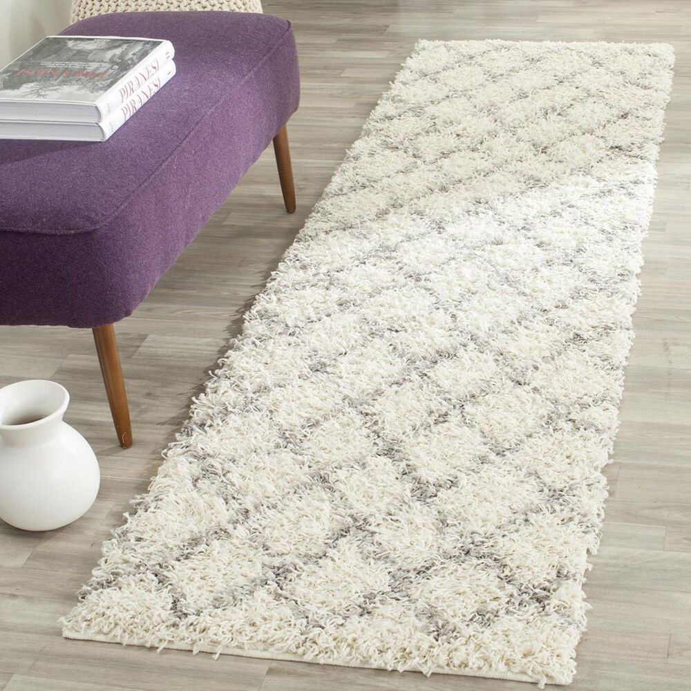 Safavieh Dallas Shag SGD258F-28 2"3" x 8" Ivory/Grey Runner, , large