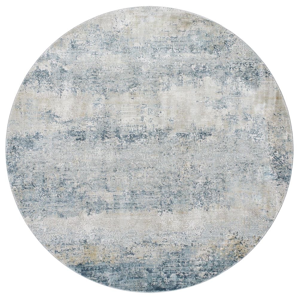 Surya Brunswick 5"3" Round Dusty Sage, Taupe, Light Gray, White, Pale Blue, Olive, Navy and Teal Area Rug, , large