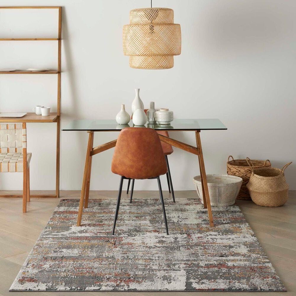 Nourison Tangra TNR02 5&#39;3&quot; x 7&#39;3&quot; Grey and Multicolor Area Rug, , large