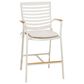 Blue River Portals Patio Barstool with Beige Cushion in Light Matte Sand and Natural Teak, , large