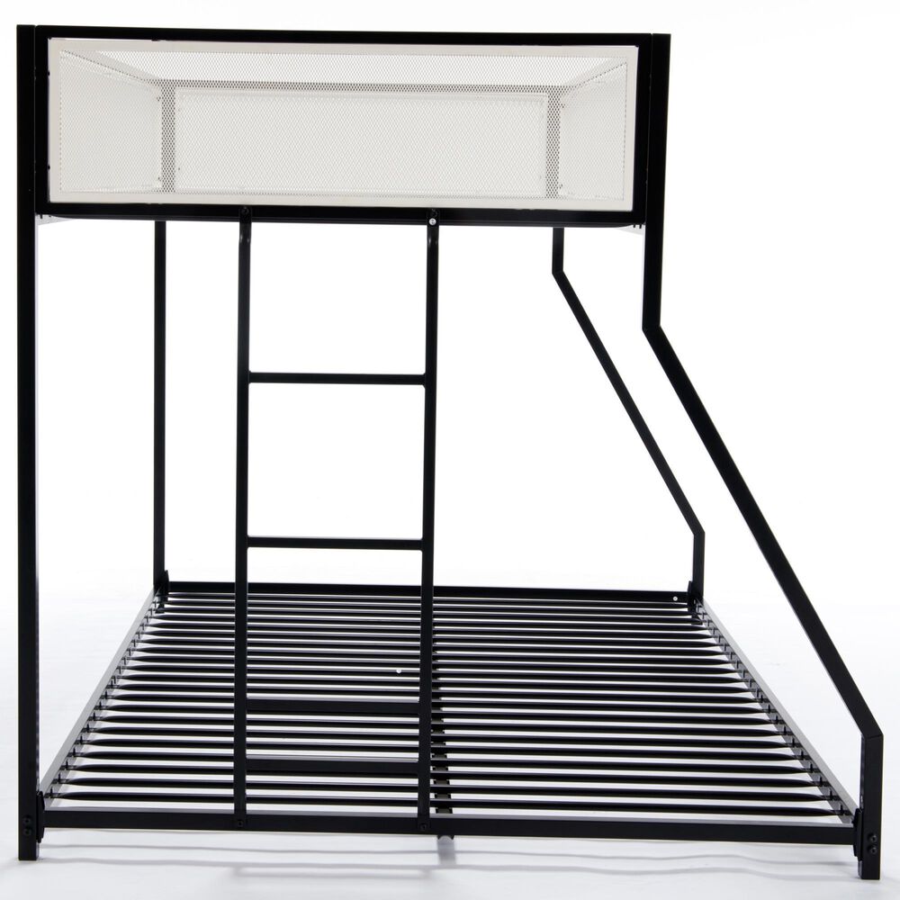 Hearth and Haven Adam Twin over Full Bunk Bed with White Mesh Guard Rail in Black, , large