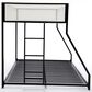 Hearth and Haven Adam Twin over Full Bunk Bed with White Mesh Guard Rail in Black, , large