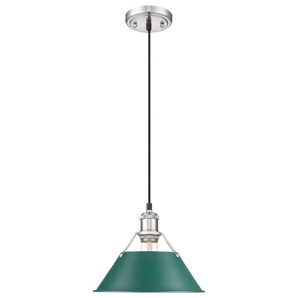 Golden Lighting Orwell 1-Light Medium Pendant with Pine Green Shade in Pewter, , large