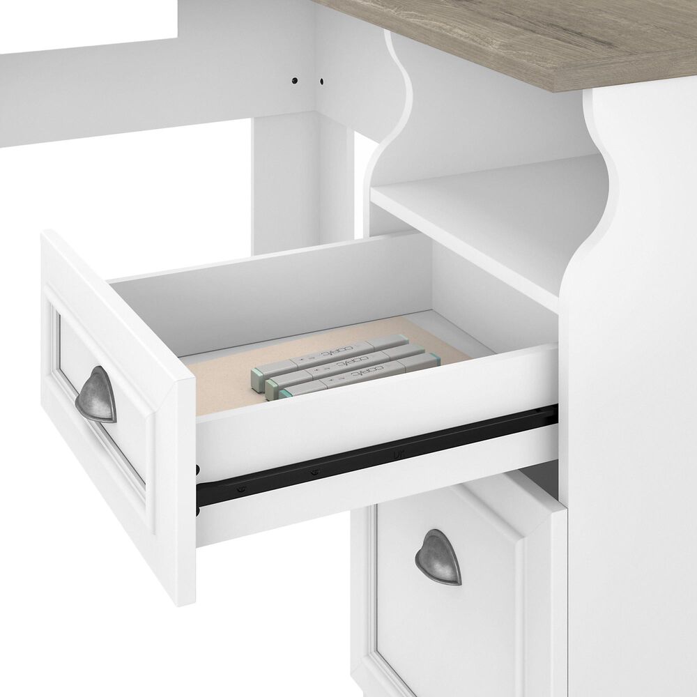 Bush Fairview 3-Piece Office Desk and File Cabinet Set in Shiplap Gray and Pure White, , large