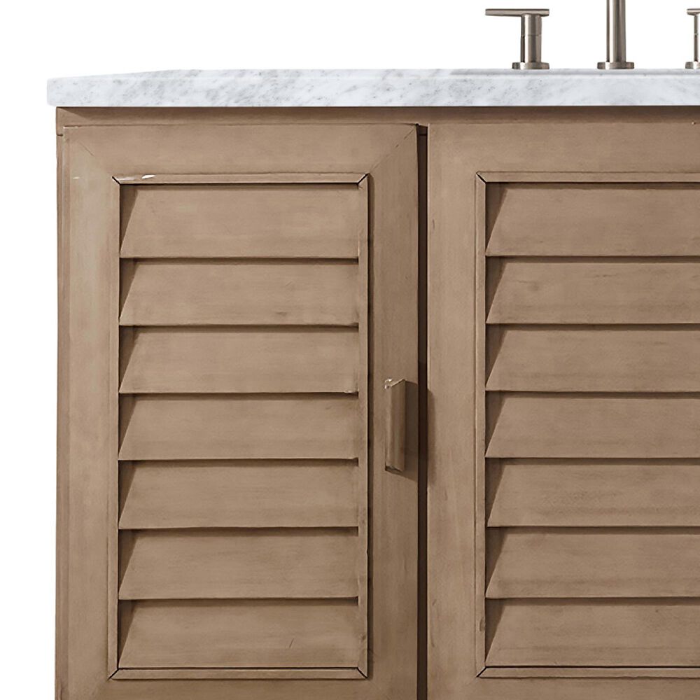 James Martin Vanities Portland 48&quot; Single Bathroom Vanity in Whitewashed Walnut with 3 cm Carrara White Marble Top and Rectangular Sink, , large