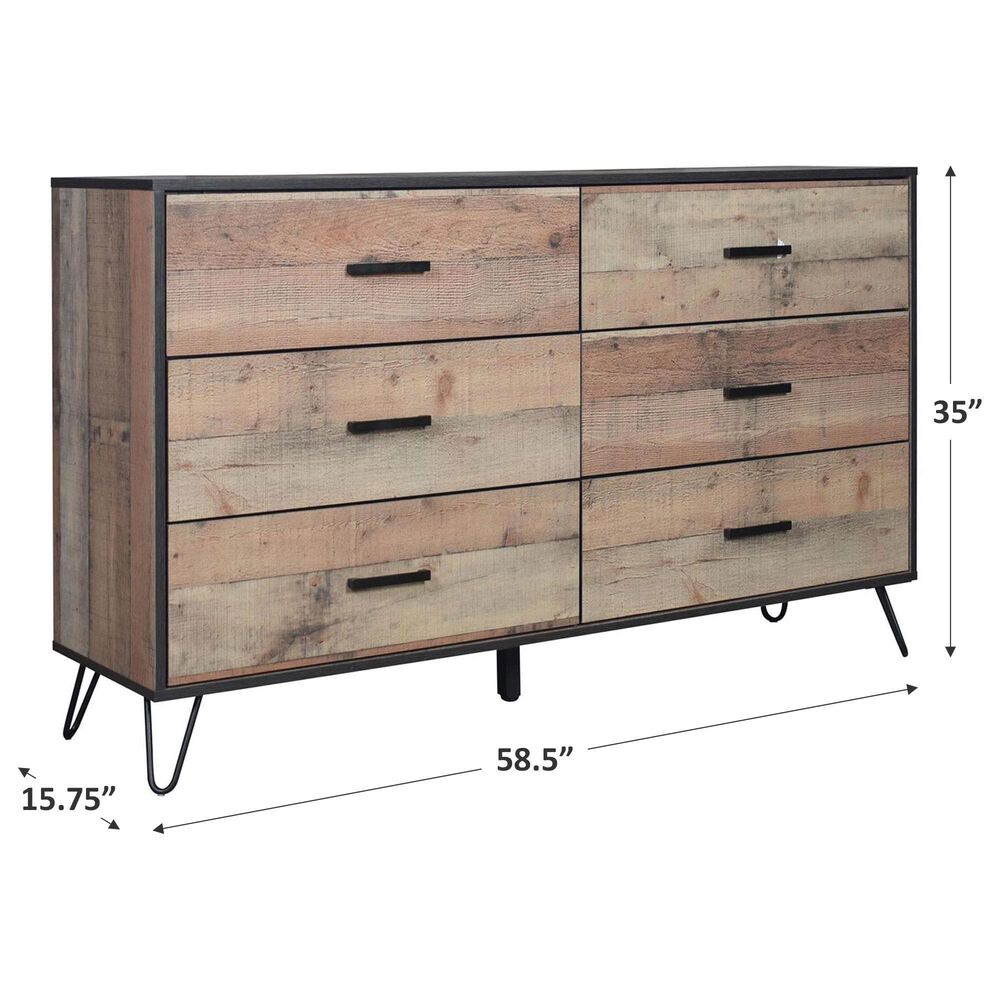 New Heritage Design Elk River 6-Drawer Dresser in Rustic Brown, , large