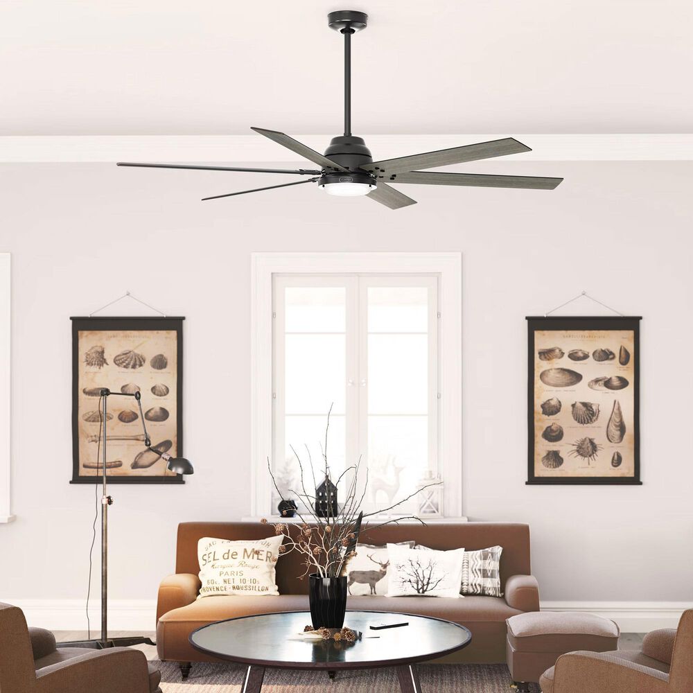 Hunter Gravity 72&quot; Ceiling Fan with LED Light in Matte Black, , large