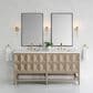 James Martin Vanities Emmeline 72" Double Bathroom Vanity in Pebble Oak with 3 cm Arctic Fall Solid Surface Top and Rectangular Sinks, , large