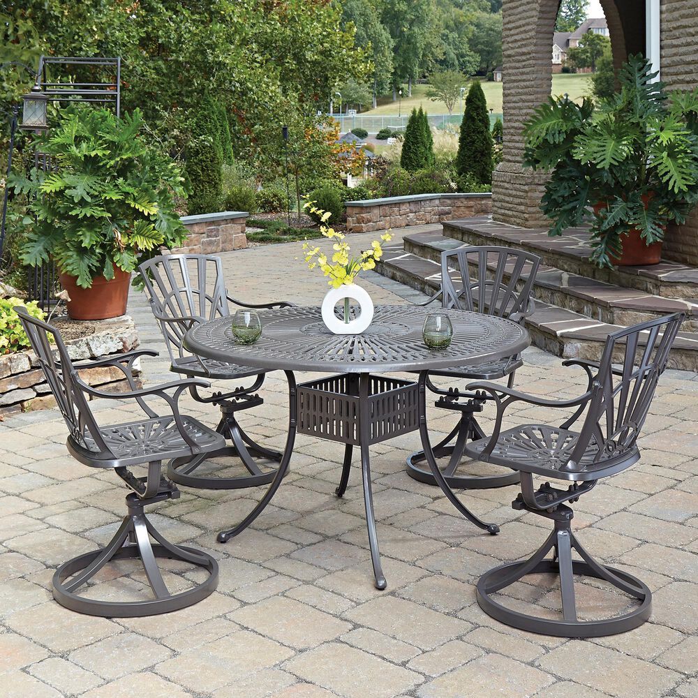 Homestyles Grenada 5-Piece Dining Set with Four Swivel Chairs and without Cushions in Taupe, , large