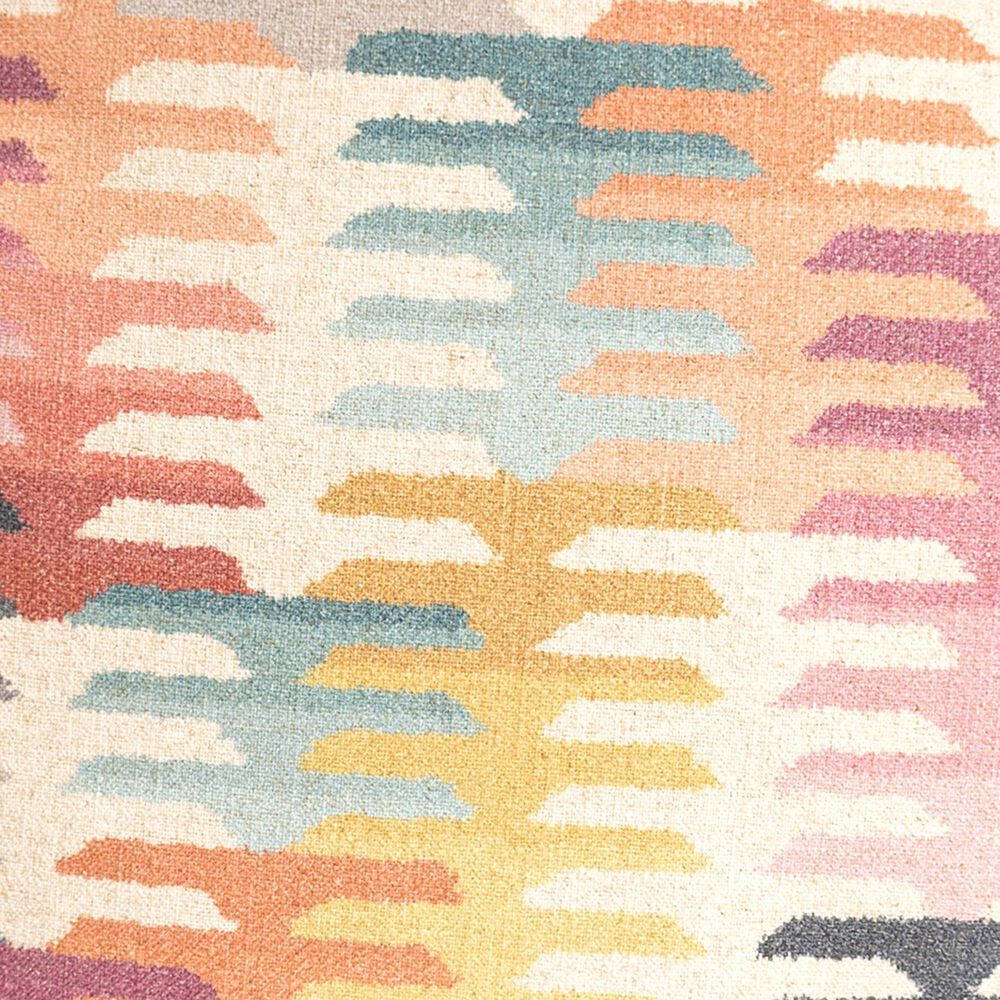 Howard Elliott Navajo Foot Pouf in Coral, Blush, Teal and Mustard, , large
