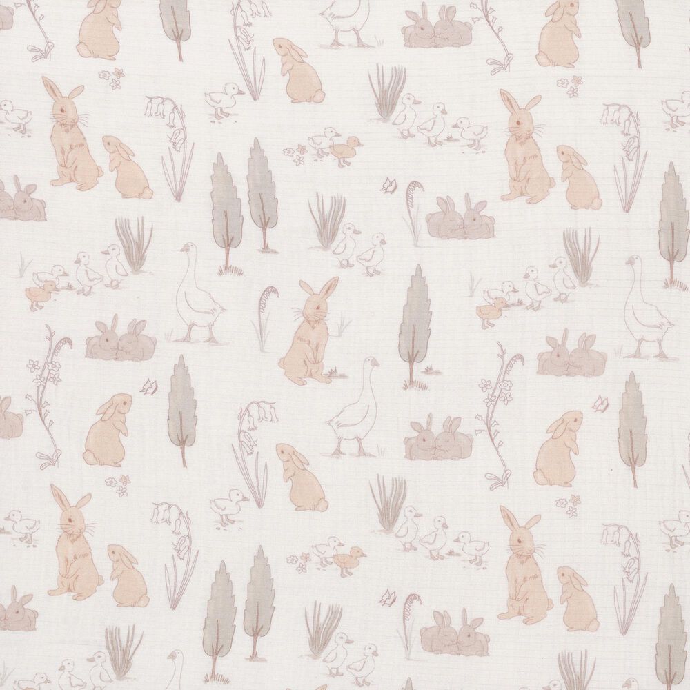 Lambs &amp; Ivy Bunny Hop Fitted Crib Sheet in White, , large