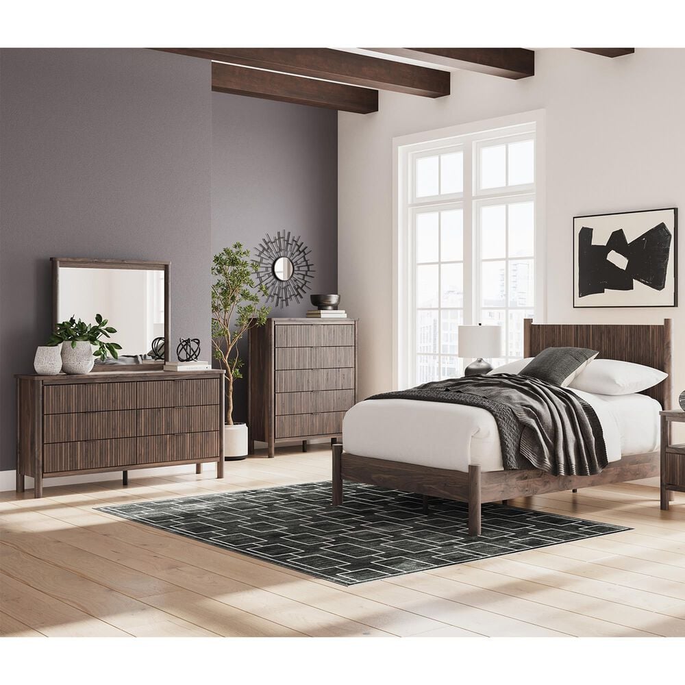 Ashley Pamytta 3-Piece Twin Panel Platform Bedroom Set in Rich Brown, , large