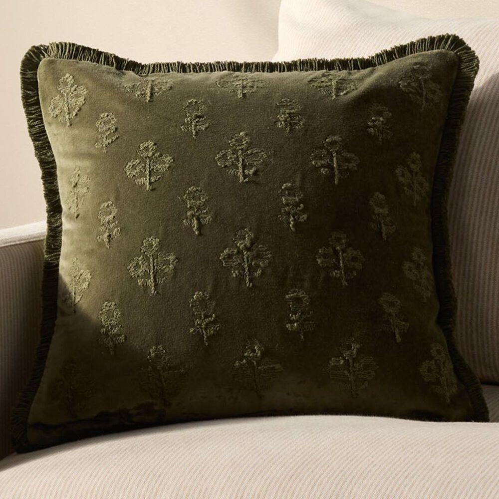 Loloi Darla 18&quot; Square Throw Pillow in Olive, , large