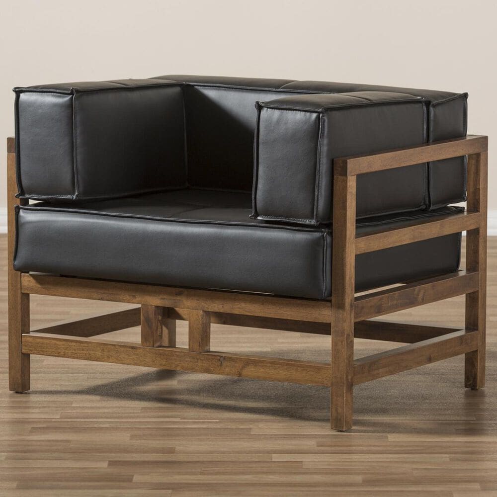 Baxton Studio Shaw Armchair in Black, , large