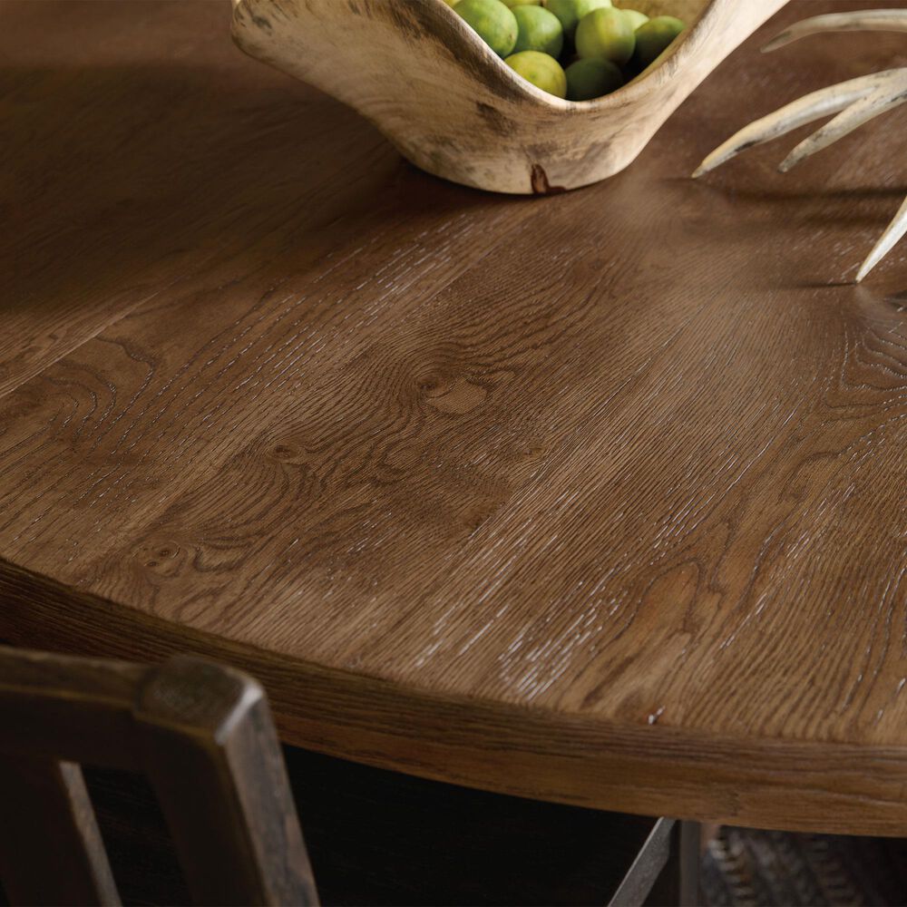 Hooker Furniture Driftwood 7-Piece Round Dining Set in Burnt Timber and Worn Saddle, , large