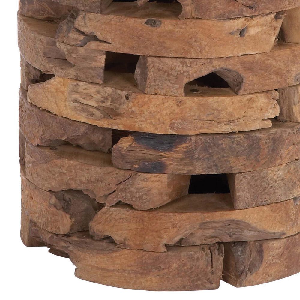 Maple and Jade Handmade Live Edge Drum Accent End Table in Brown, , large