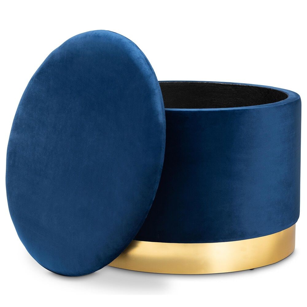 Baxton Studio Marisa Storage Ottoman in Navy Blue, , large