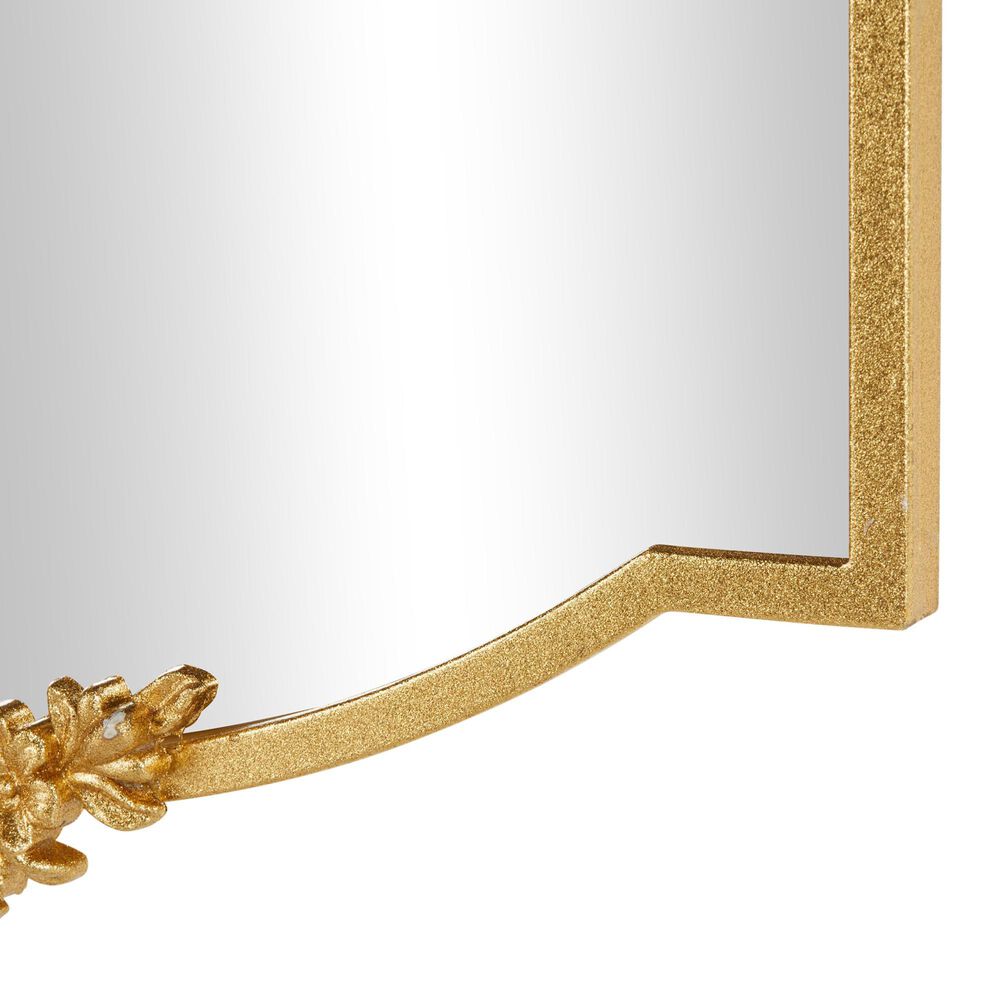 Maple and Jade Metal Floral Embellishments Wall Mirror in Gold, , large