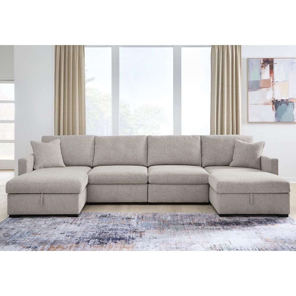 Ashley ModMax Luxe 4-Piece Symmetrical Sectional with Double Storage Chaise in Flint, , large